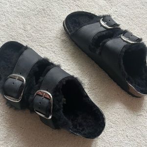 Birkenstock Big Buckle Shearling Sandals Free People